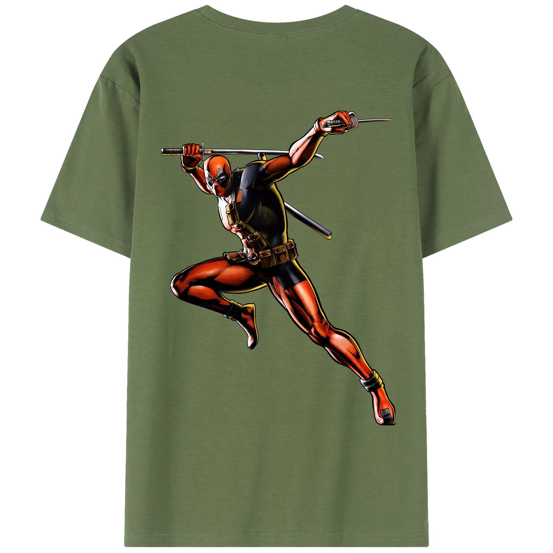 （画像用） Deadpool デッドプール 綿100％ メンズ半袖Tシャツ（バックプリント） 通気性